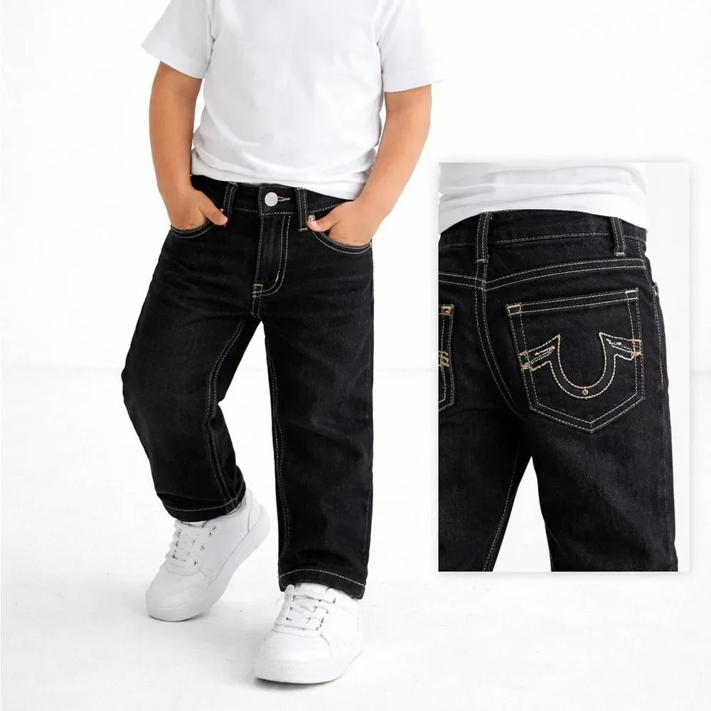 True Religion Black Kids Jeans with White Contrast Stitching Sz 3T NWT